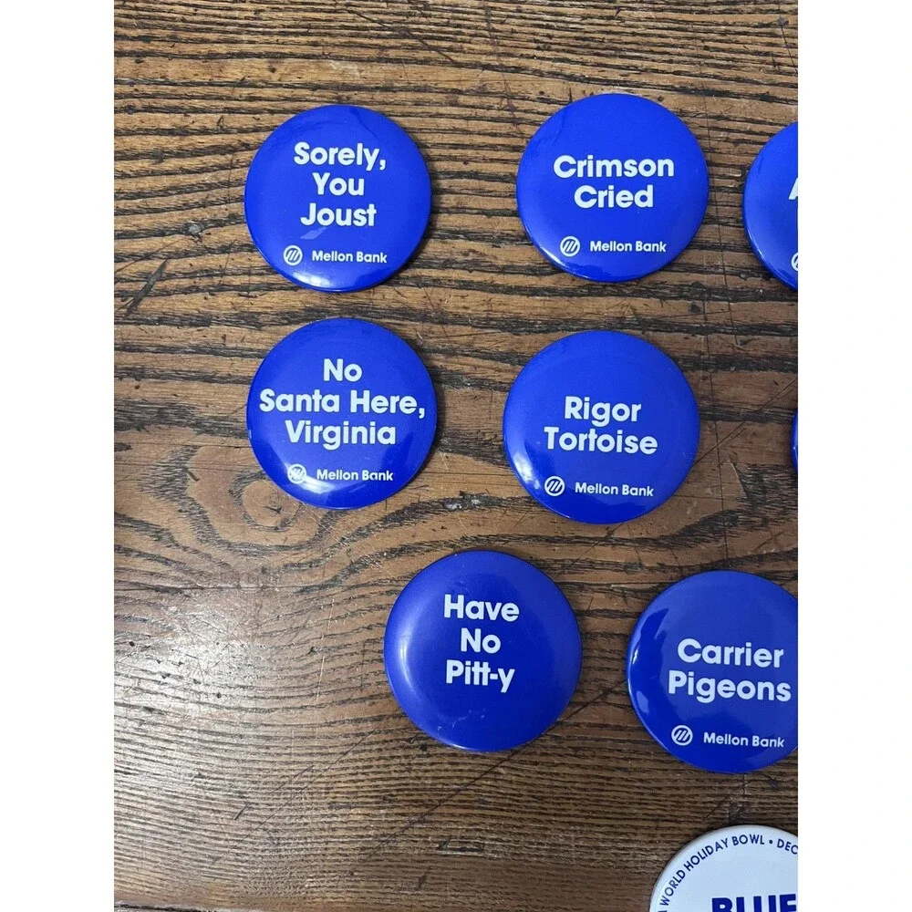1989 PENN STATE MELLON BANK COMPLETE FOOTBALL SEASON SLOGAN BUTTON SET - Picture 2 of 5